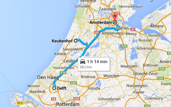 googleMap-Keukenhof-Delft-Amsterdam