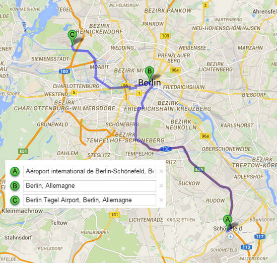 rejoindre berlin depuis aeroport berlin GoogleMaps