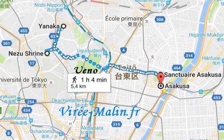 Plan de route visite nord tokyo