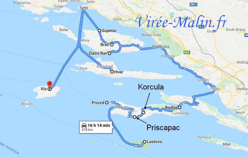 itineraire-avec-bateau-croatie-iles-Mljet-Korcula-Brac