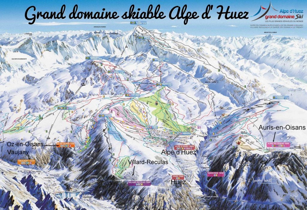 domaine-skiable-alpe-dhuez-carte-avec-village-pied-des-pistes