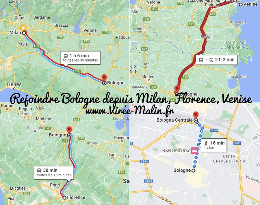 rejoindre-Bologne-depuis-Milan-Venise-Florence